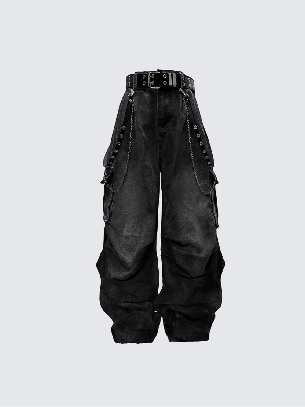 NEW WITH TAGS Kiikio Black  Washed Pocket Cargo Pant